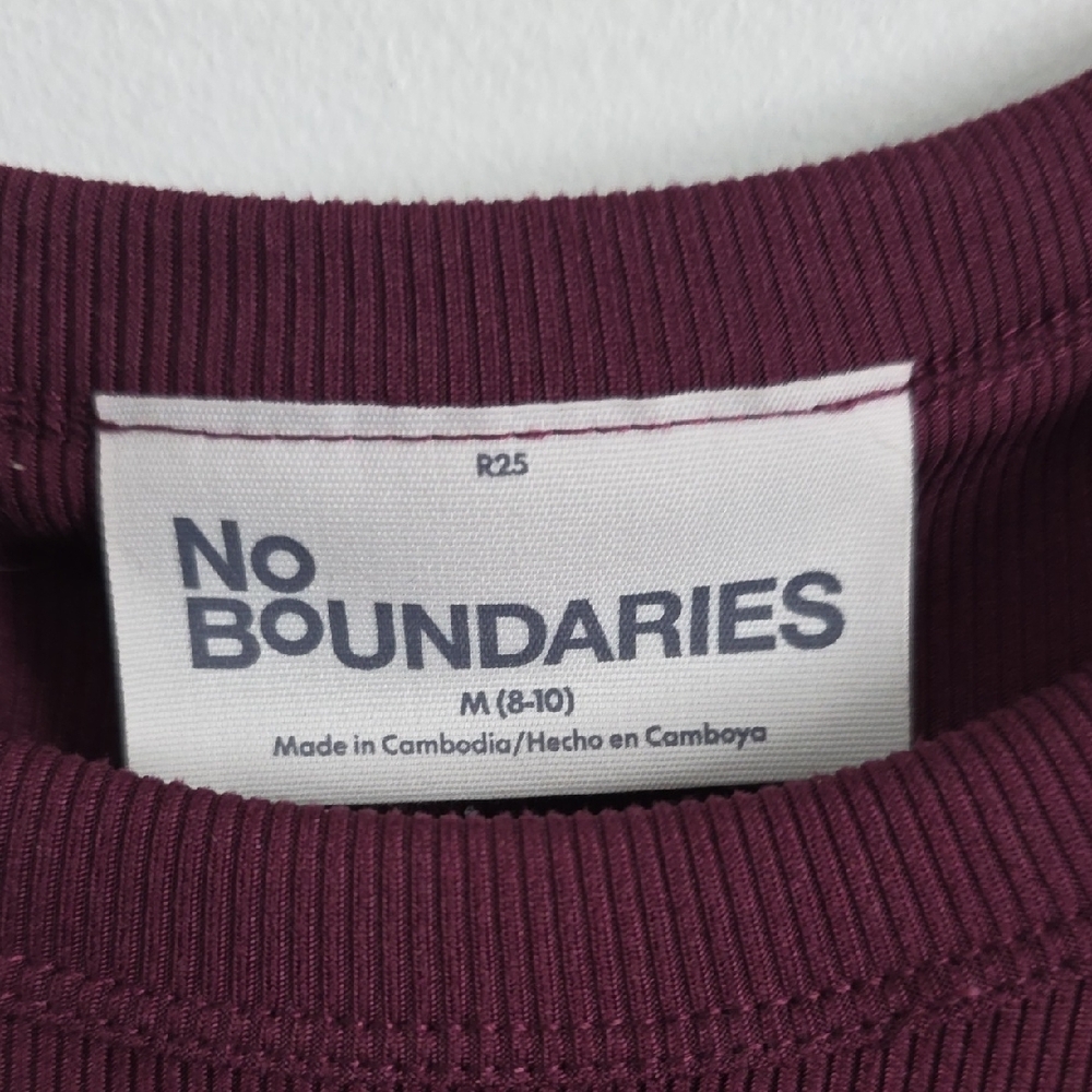 No Boundaries Deep Red Ribbed Top - Picture 2 of 2